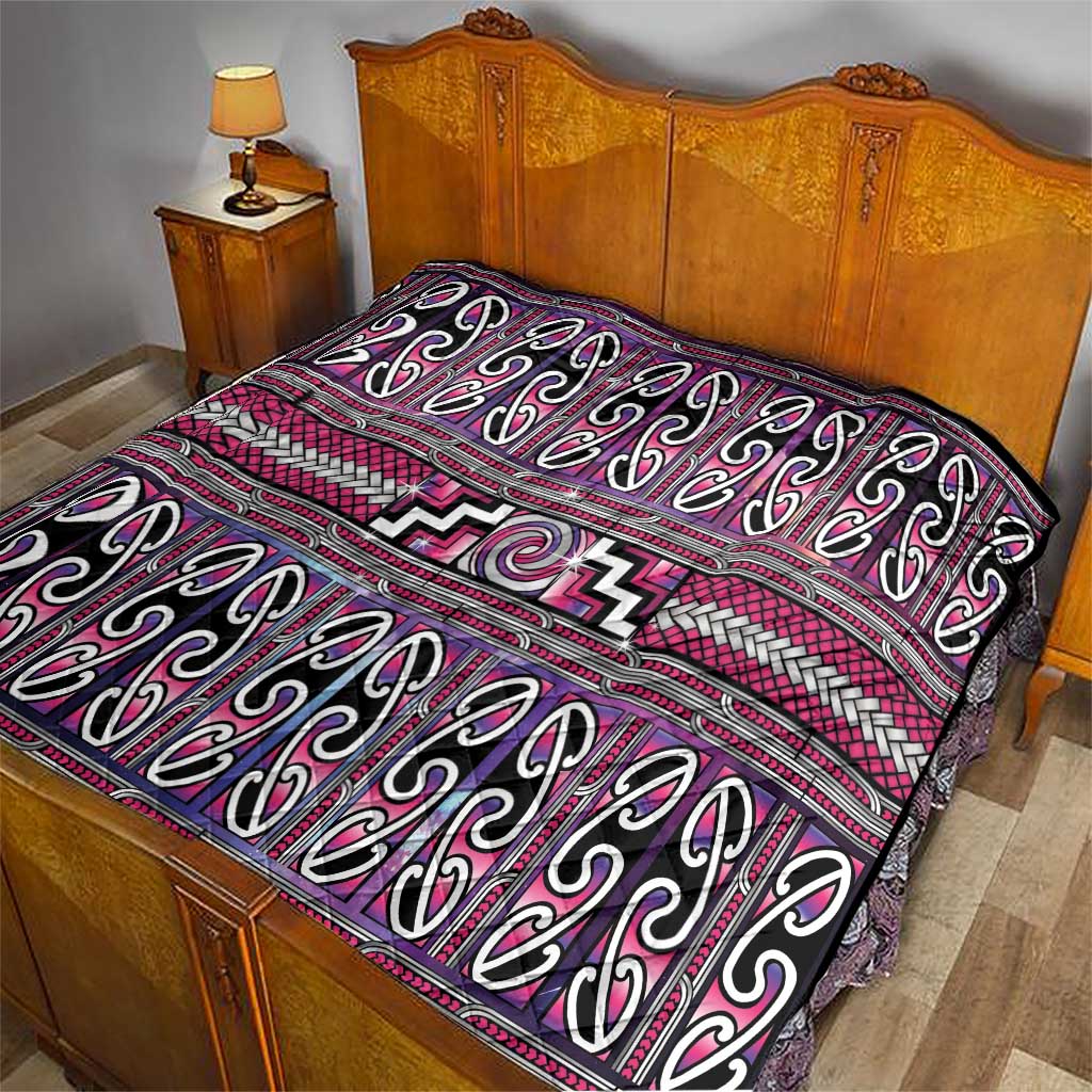 Maori Matariki Quilt Pink Galaxy Aesthetic Koru Art LT01 - Polynesian Pride