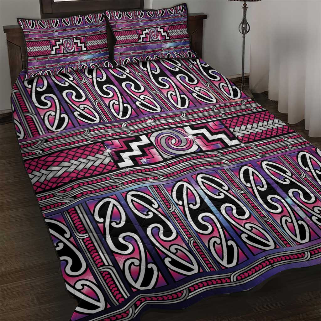 Maori Matariki Quilt Bed Set Pink Galaxy Aesthetic Koru Art LT01 Pink - Polynesian Pride