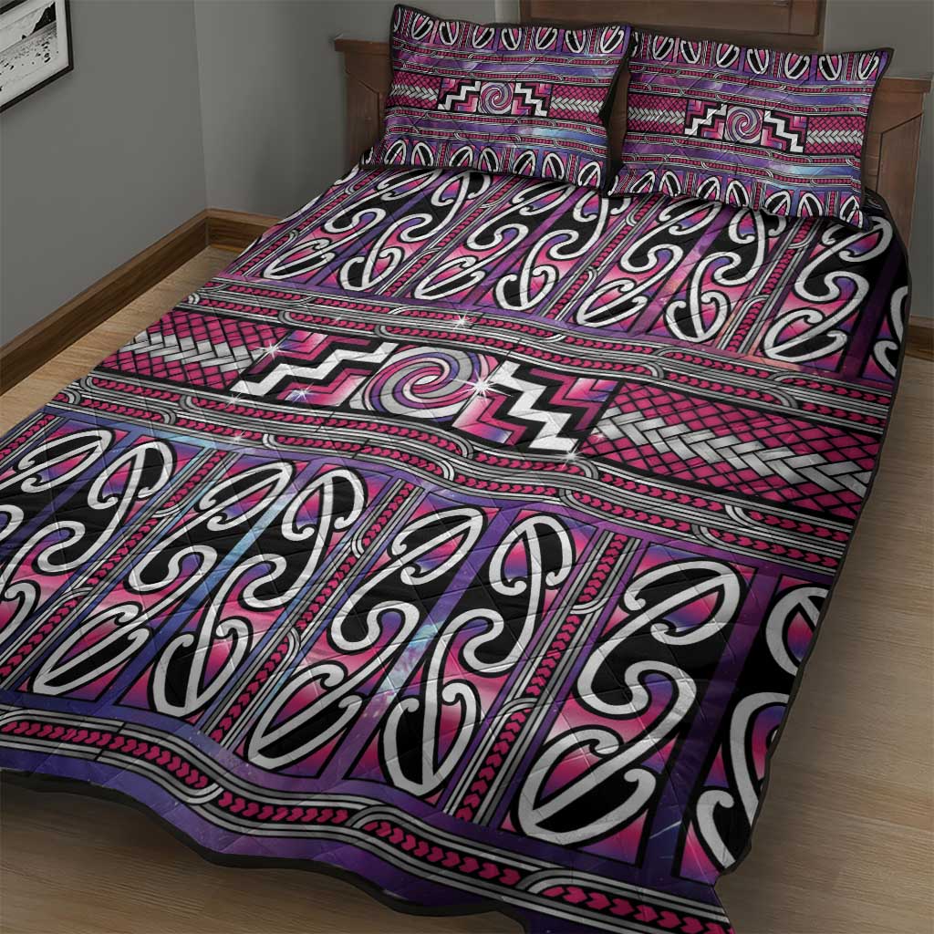 Maori Matariki Quilt Bed Set Pink Galaxy Aesthetic Koru Art LT01 - Polynesian Pride