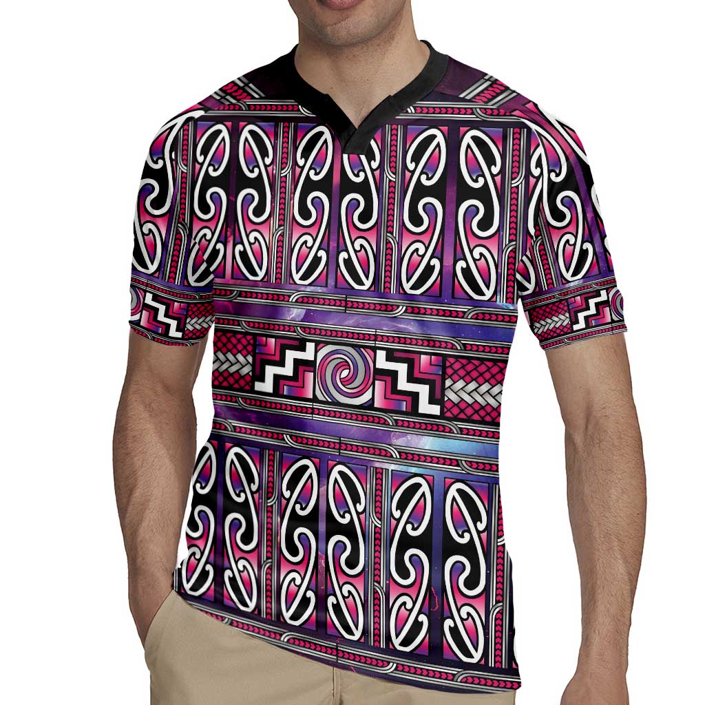 Maori Matariki Rugby Jersey Pink Galaxy Aesthetic Koru Art LT01 - Polynesian Pride