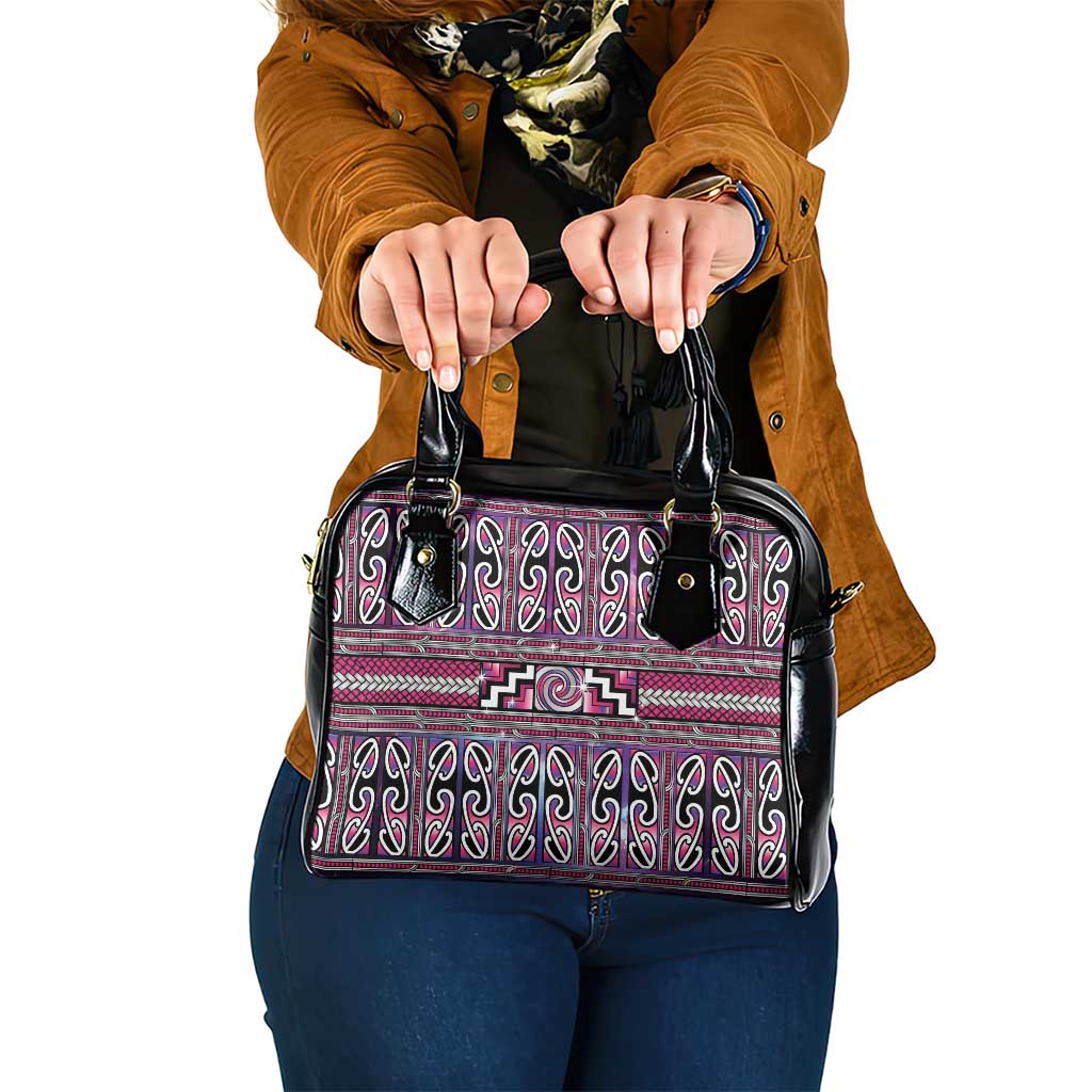 Maori Matariki Shoulder Handbag Pink Galaxy Aesthetic Koru Art LT01 One Size Pink - Polynesian Pride