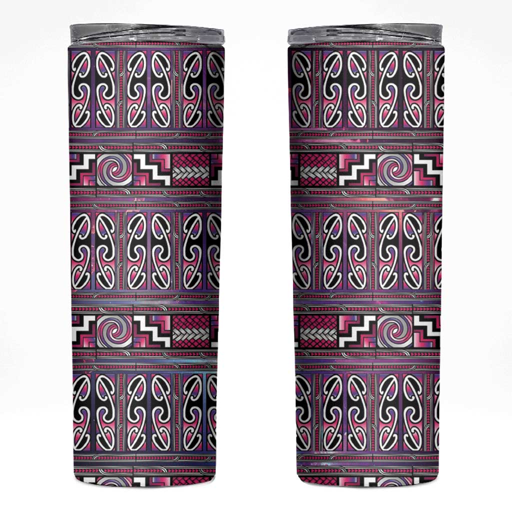 Maori Matariki Skinny Tumbler Pink Galaxy Aesthetic Koru Art LT01 Pink - Polynesian Pride
