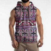 Maori Matariki Sleeveless Hoodie Pink Galaxy Aesthetic Koru Art LT01 - Polynesian Pride