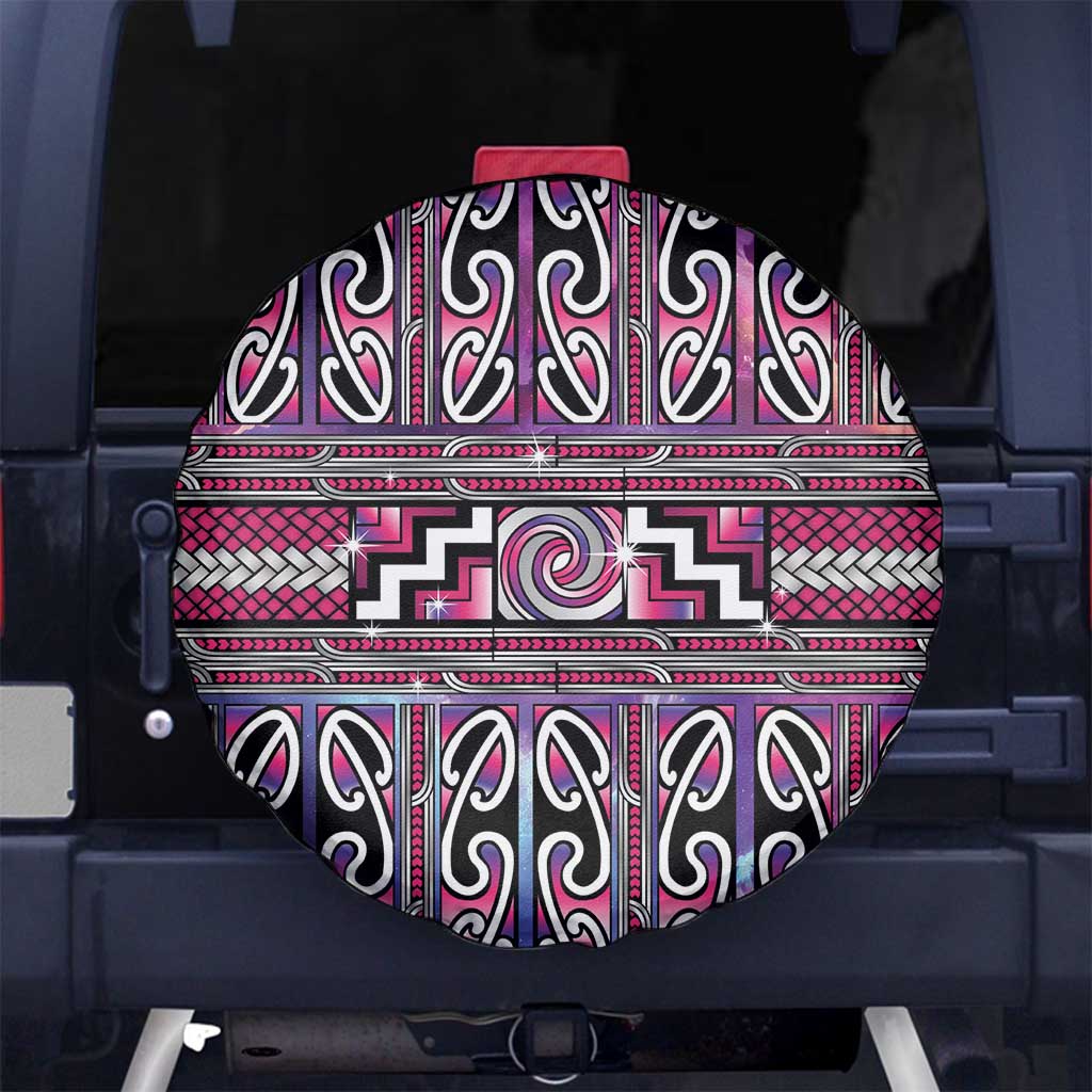Maori Matariki Spare Tire Cover Pink Galaxy Aesthetic Koru Art LT01 No hole Pink - Polynesian Pride