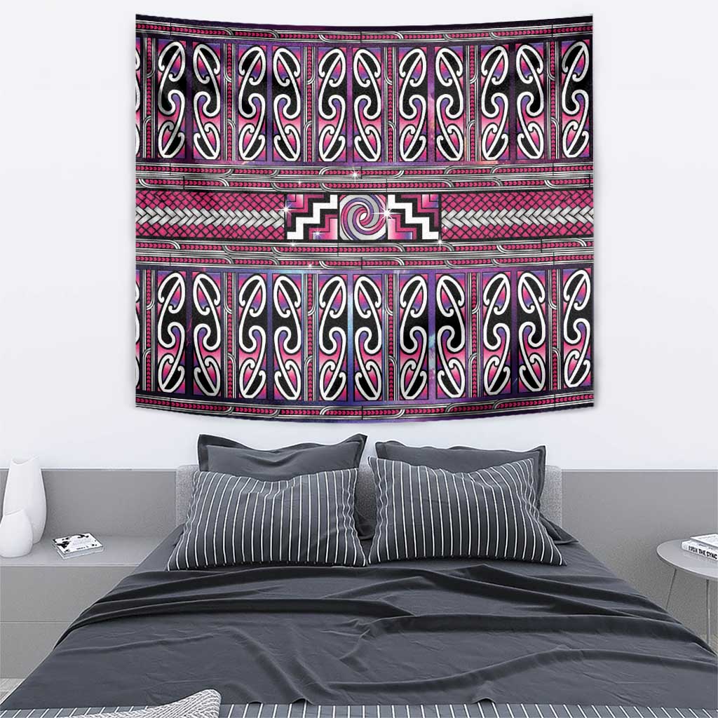 Maori Matariki Tapestry Pink Galaxy Aesthetic Koru Art LT01 - Polynesian Pride