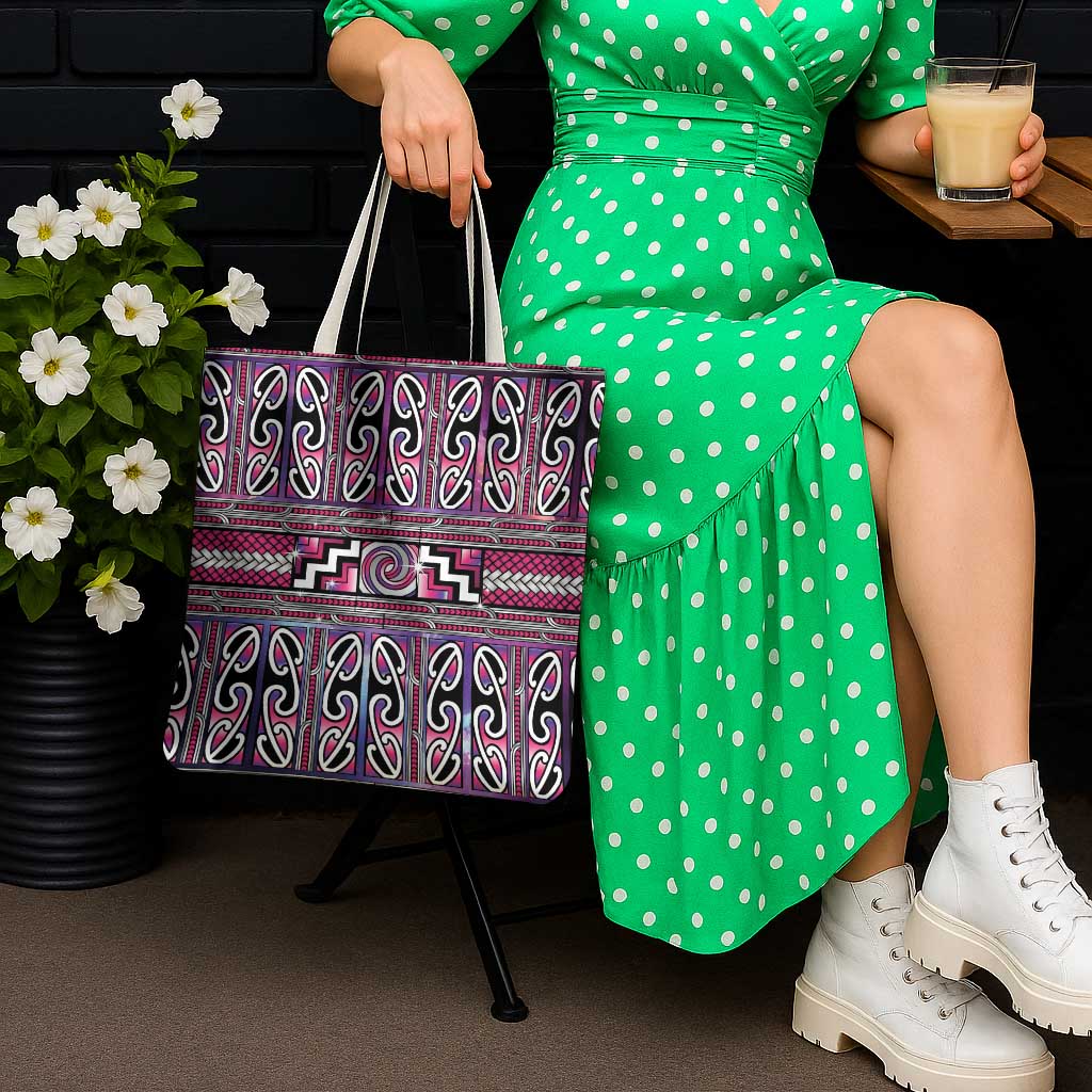 Maori Matariki Tote Bag Pink Galaxy Aesthetic Koru Art LT01 - Polynesian Pride