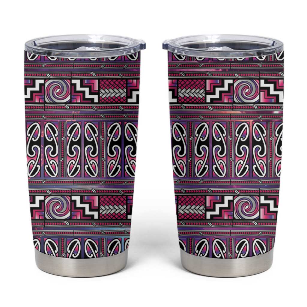 Maori Matariki Tumbler Cup Pink Galaxy Aesthetic Koru Art LT01 Pink - Polynesian Pride
