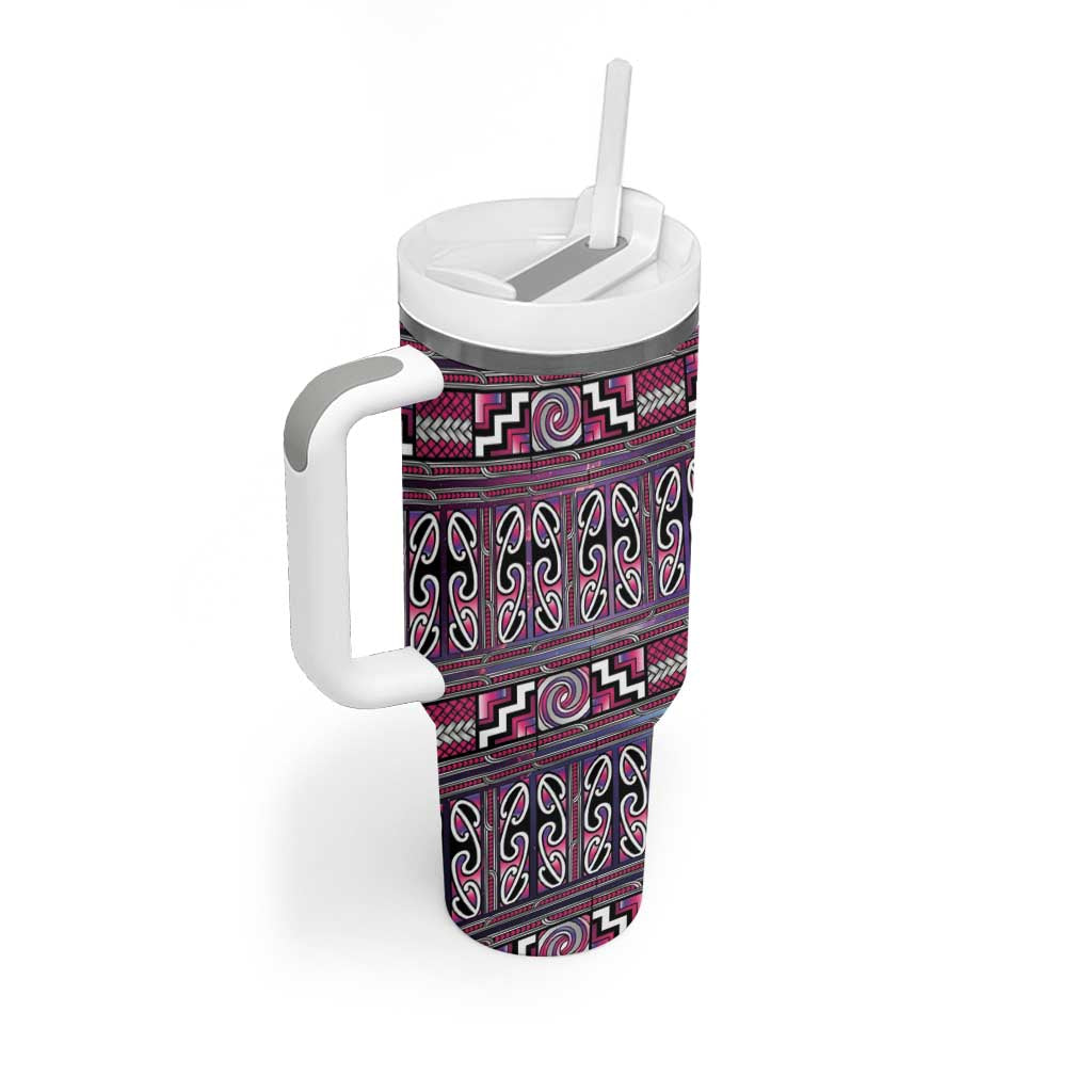 Maori Matariki Tumbler With Handle Pink Galaxy Aesthetic Koru Art LT01 - Polynesian Pride