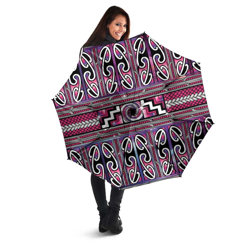 Maori Matariki Umbrella Pink Galaxy Aesthetic Koru Art