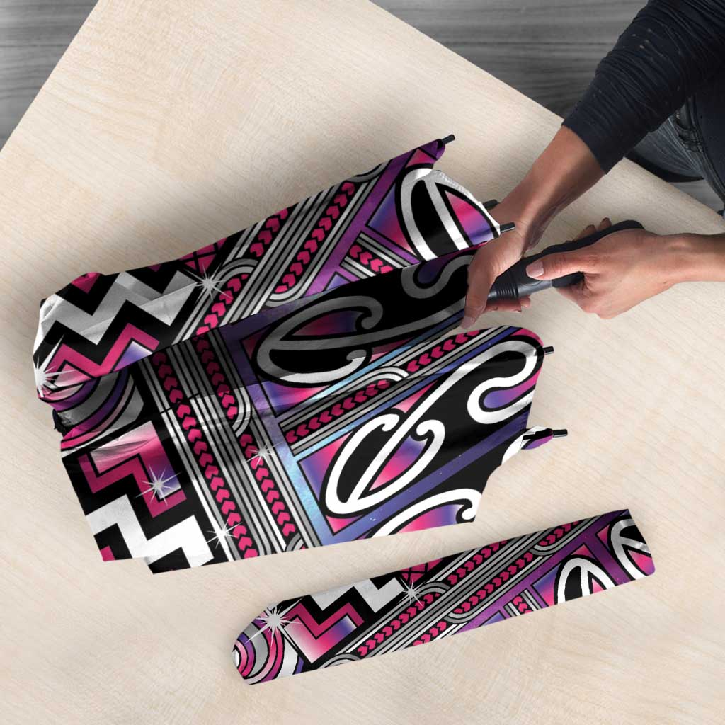Maori Matariki Umbrella Pink Galaxy Aesthetic Koru Art