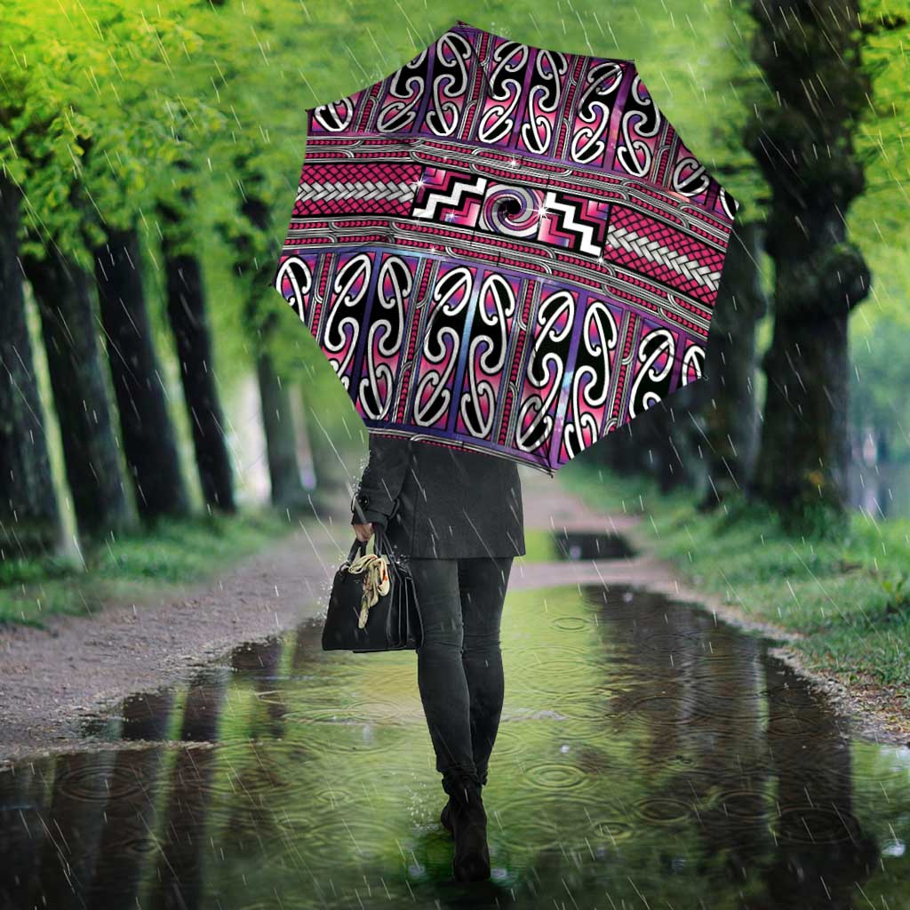 Maori Matariki Umbrella Pink Galaxy Aesthetic Koru Art