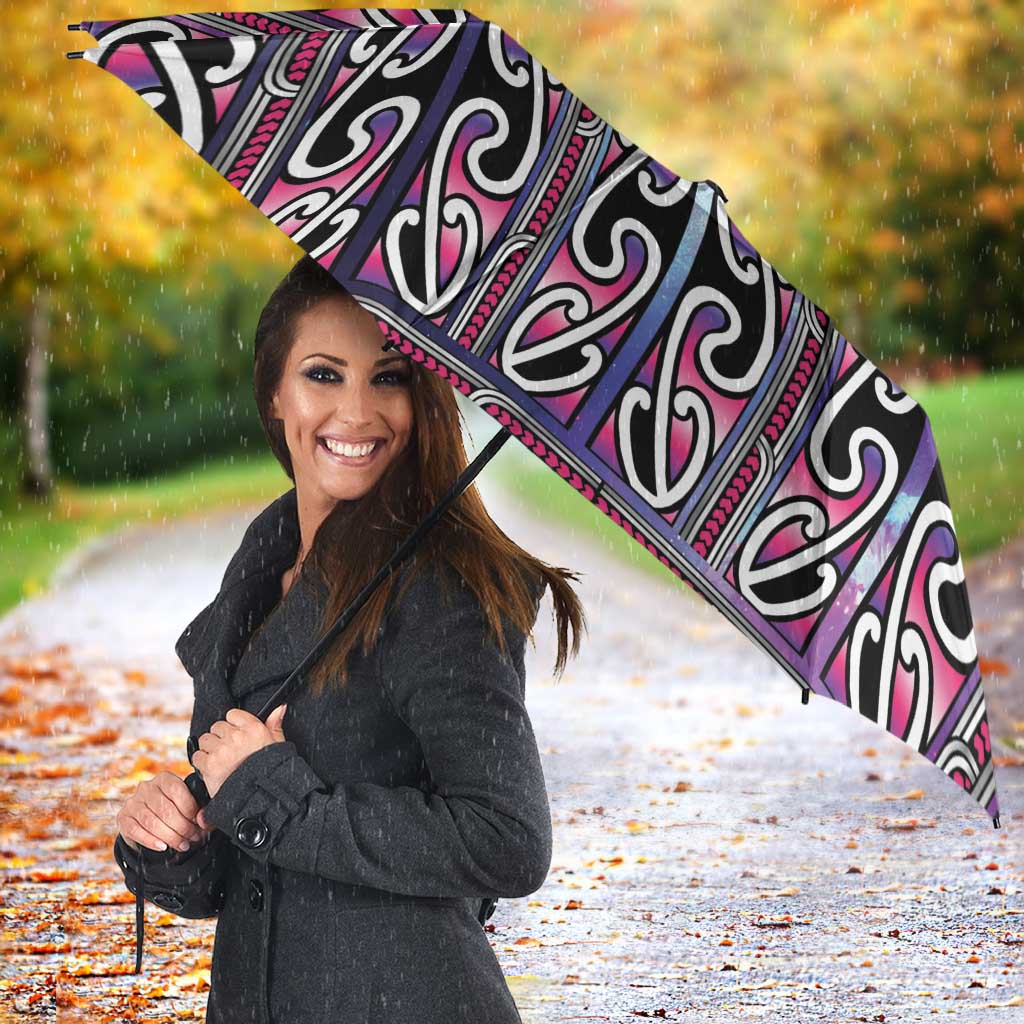Maori Matariki Umbrella Pink Galaxy Aesthetic Koru Art