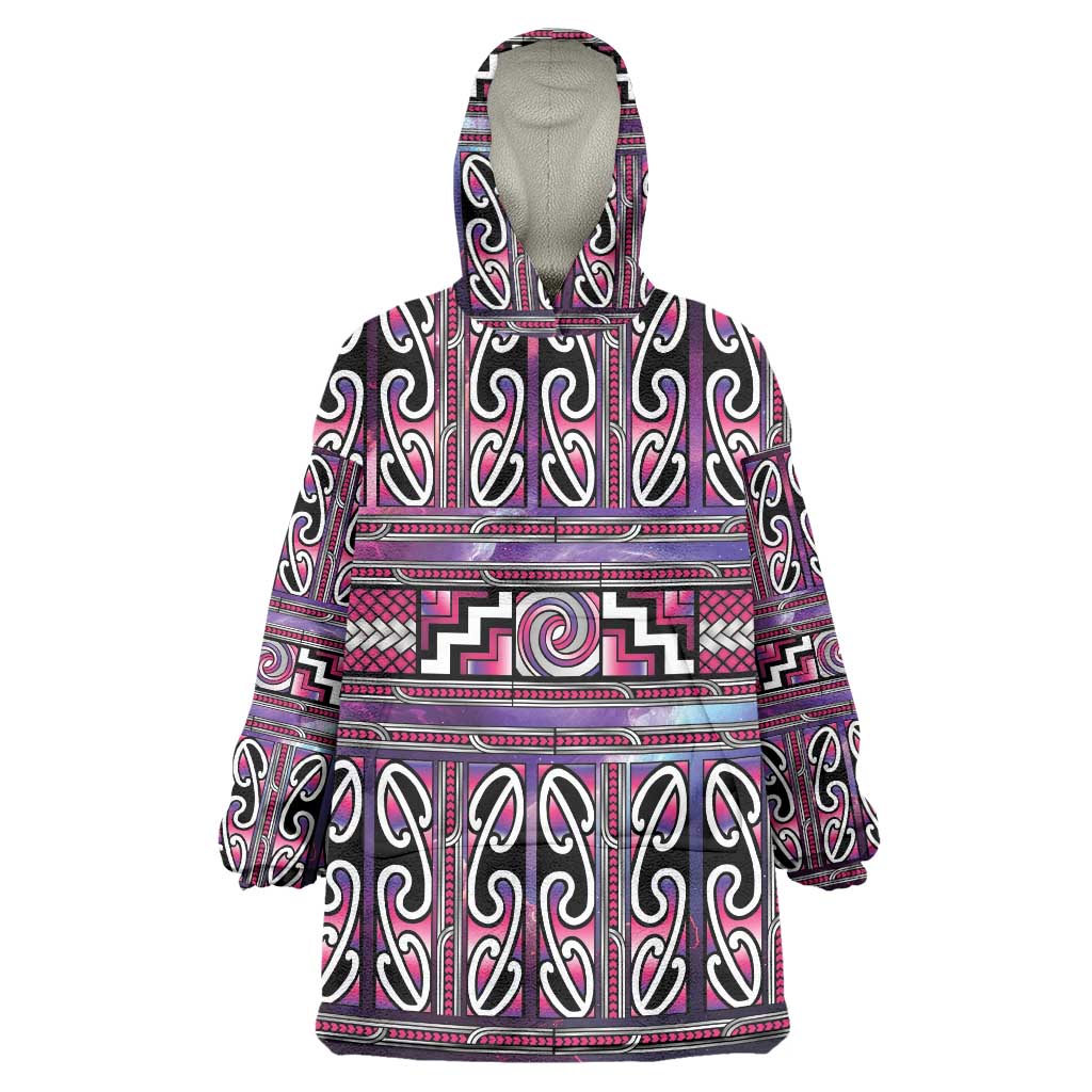 Maori Matariki Wearable Blanket Hoodie Pink Galaxy Aesthetic Koru Art LT01 One Size Pink - Polynesian Pride