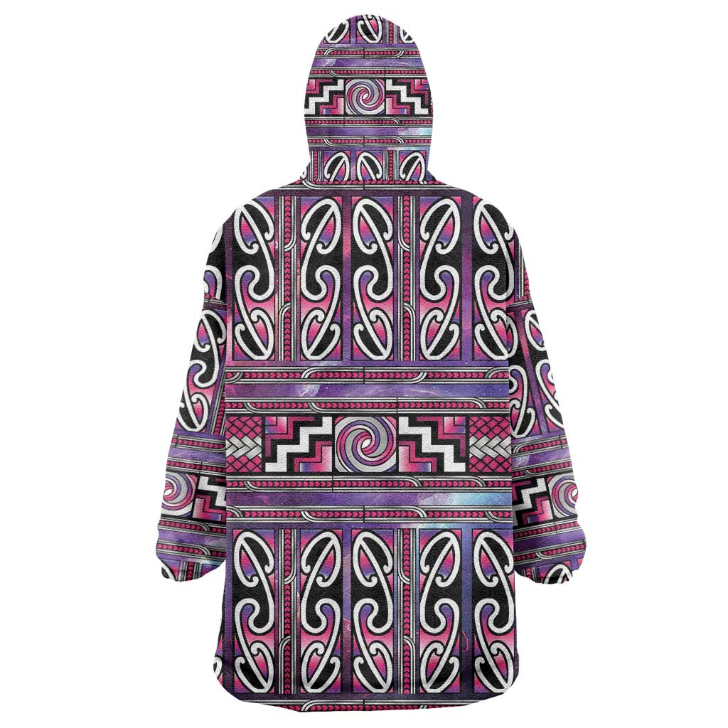 Maori Matariki Wearable Blanket Hoodie Pink Galaxy Aesthetic Koru Art LT01 - Polynesian Pride