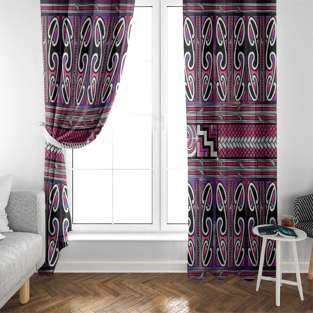 Maori Matariki Window Curtain Pink Galaxy Aesthetic Koru Art LT01 - Polynesian Pride