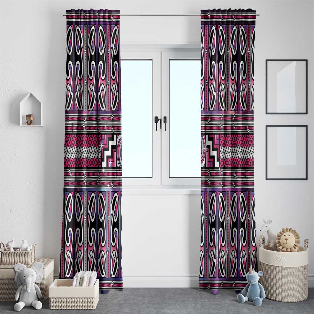 Maori Matariki Window Curtain Pink Galaxy Aesthetic Koru Art LT01 - Polynesian Pride