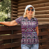 Maori Matariki Women Polo Shirt Pink Galaxy Aesthetic Koru Art LT01 - Polynesian Pride