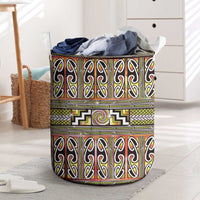 Maori Matariki Laundry Basket Yellow Galaxy Aesthetic Koru Art LT01 Yellow - Polynesian Pride