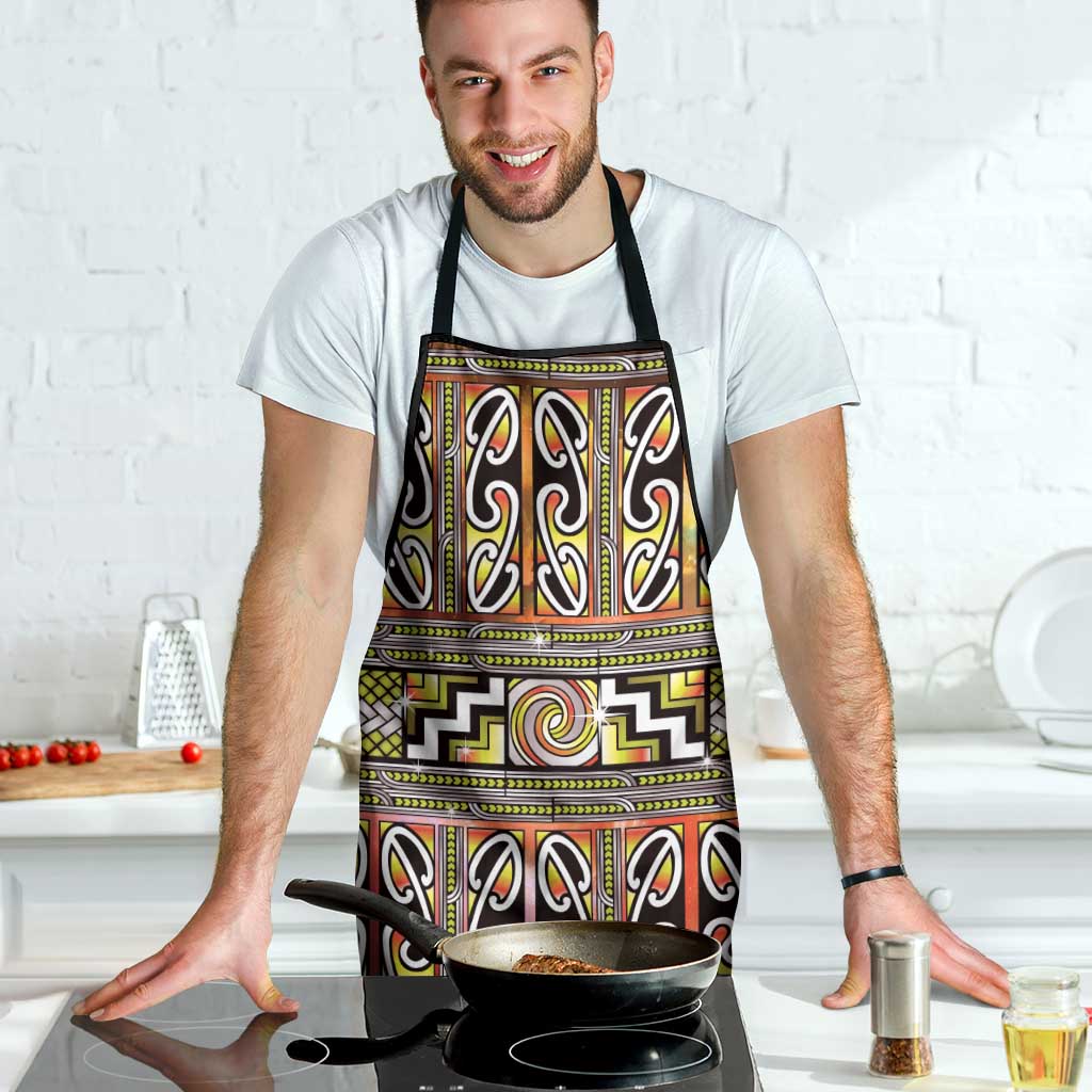 Maori Matariki Apron Yellow Galaxy Aesthetic Koru Art LT01 - Polynesian Pride