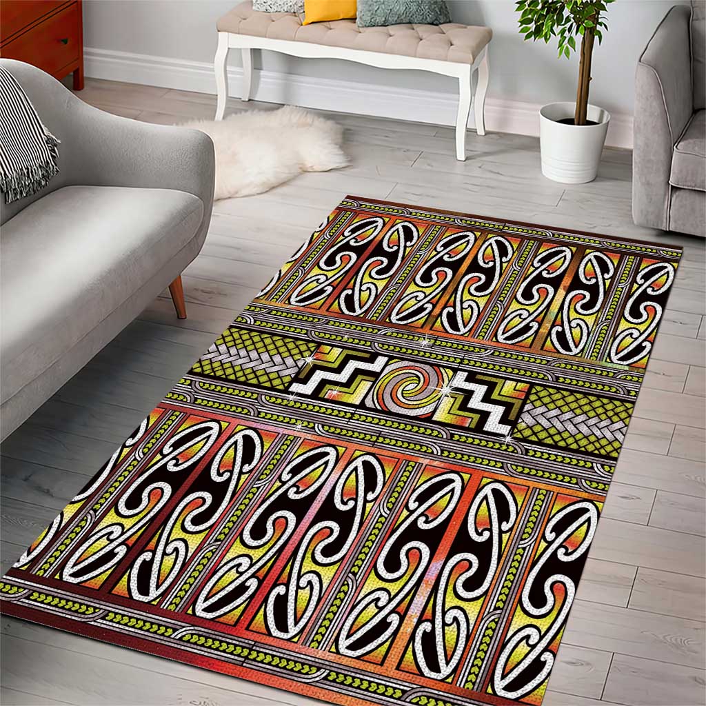 Maori Matariki Area Rug Yellow Galaxy Aesthetic Koru Art LT01 - Polynesian Pride