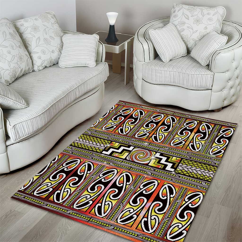 Maori Matariki Area Rug Yellow Galaxy Aesthetic Koru Art LT01 - Polynesian Pride