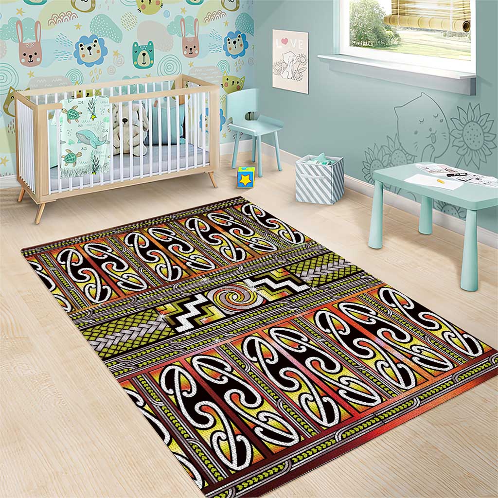 Maori Matariki Area Rug Yellow Galaxy Aesthetic Koru Art LT01 - Polynesian Pride