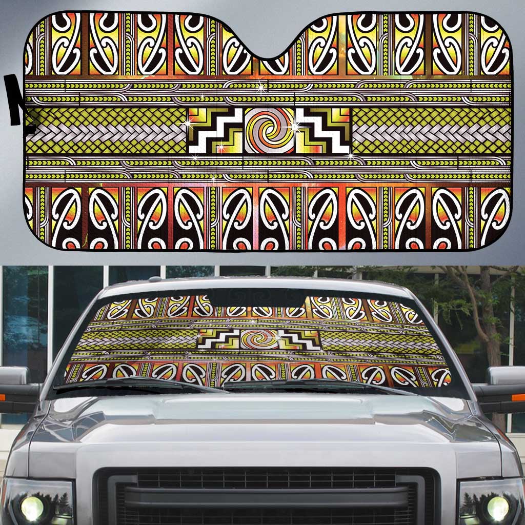 Maori Matariki Auto Sun Shade Yellow Galaxy Aesthetic Koru Art LT01 Yellow - Polynesian Pride