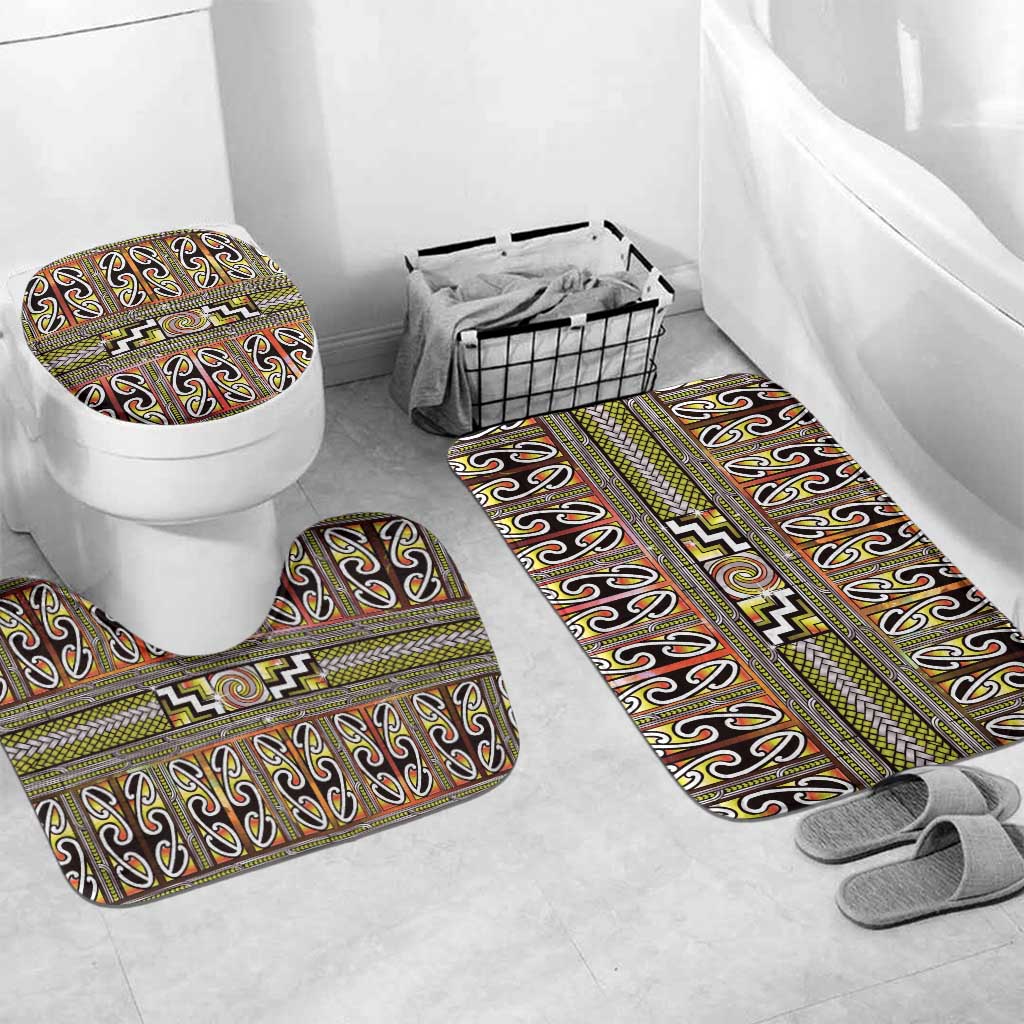 Maori Matariki Bathroom Set Yellow Galaxy Aesthetic Koru Art LT01 Mat Set Only (3 pcs) One Size Yellow - Polynesian Pride