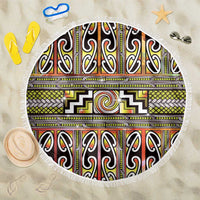 Maori Matariki Beach Blanket Yellow Galaxy Aesthetic Koru Art LT01 One Size 150cm Yellow - Polynesian Pride
