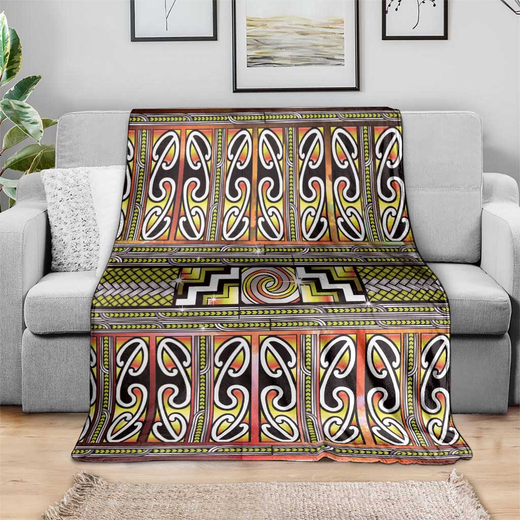 Maori Matariki Blanket Yellow Galaxy Aesthetic Koru Art LT01 - Polynesian Pride