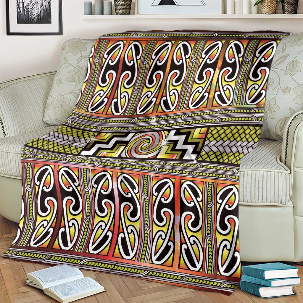 Maori Matariki Blanket Yellow Galaxy Aesthetic Koru Art LT01 - Polynesian Pride