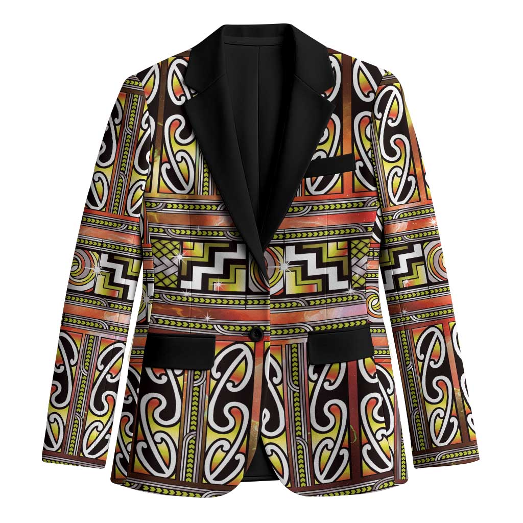 Maori Matariki Blazer Yellow Galaxy Aesthetic Koru Art LT01 Unisex Yellow - Polynesian Pride