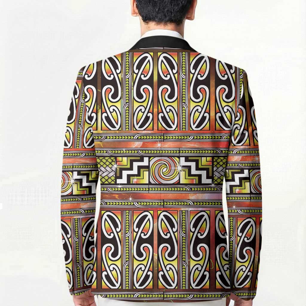 Maori Matariki Blazer Yellow Galaxy Aesthetic Koru Art LT01 - Polynesian Pride