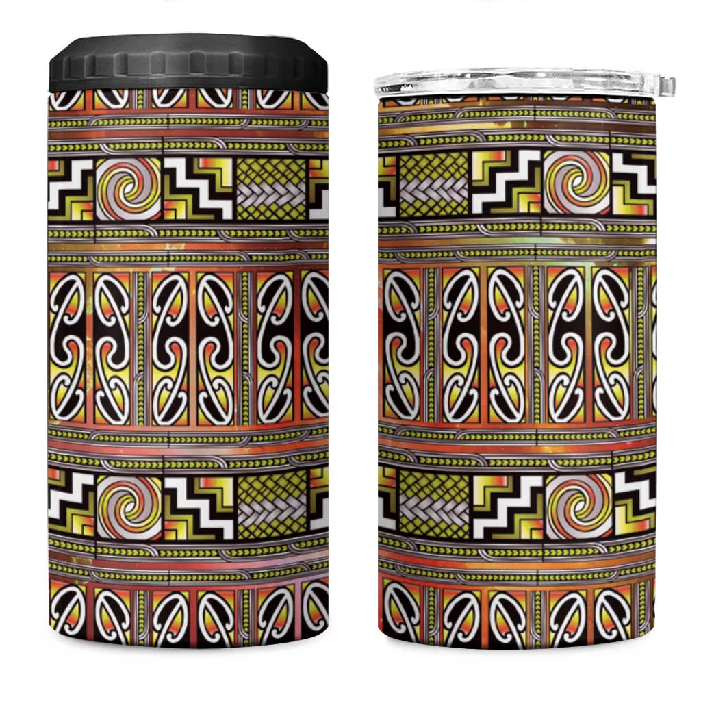 Maori Matariki 4 in 1 Can Cooler Tumbler Yellow Galaxy Aesthetic Koru Art LT01 One Size: 16 oz Yellow - Polynesian Pride