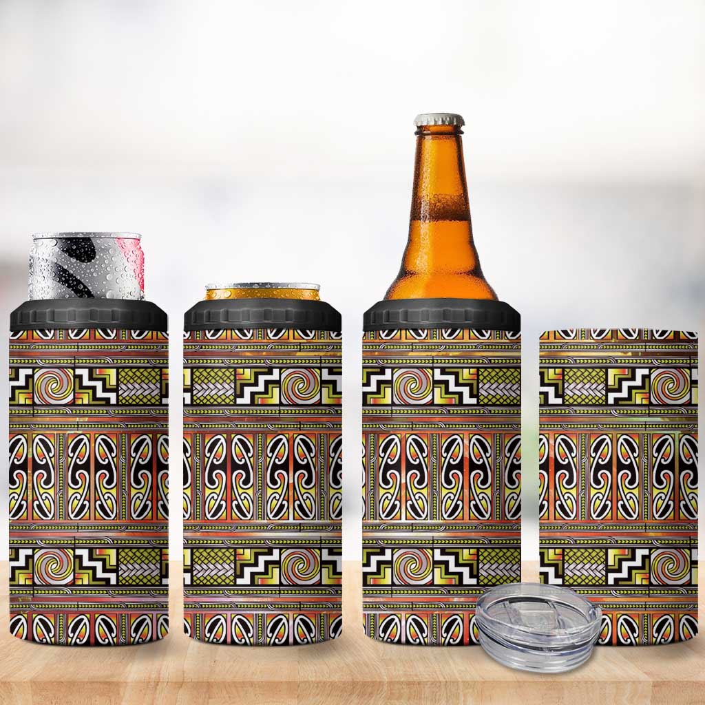 Maori Matariki 4 in 1 Can Cooler Tumbler Yellow Galaxy Aesthetic Koru Art LT01 - Polynesian Pride