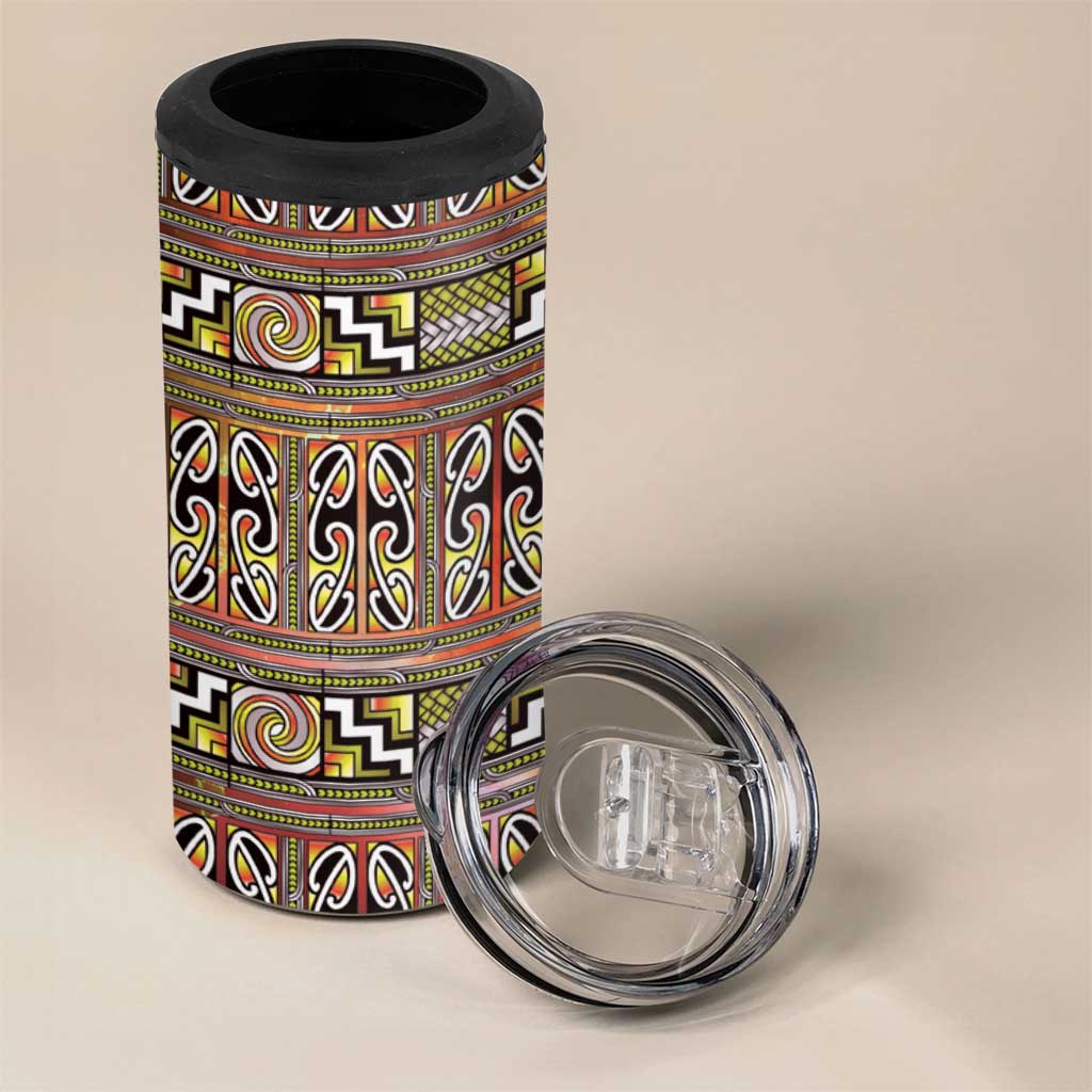 Maori Matariki 4 in 1 Can Cooler Tumbler Yellow Galaxy Aesthetic Koru Art LT01 - Polynesian Pride