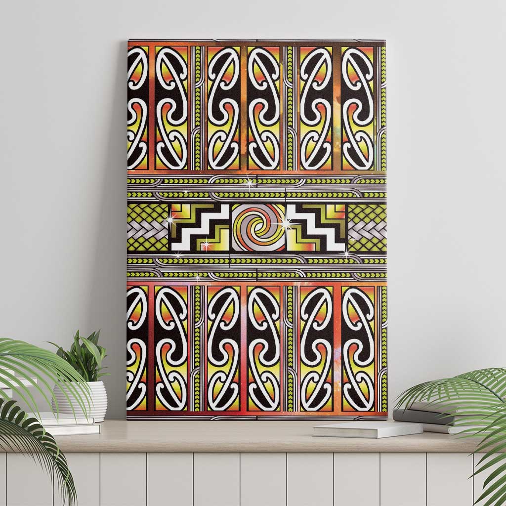 Maori Matariki Canvas Wall Art Yellow Galaxy Aesthetic Koru Art LT01 - Polynesian Pride