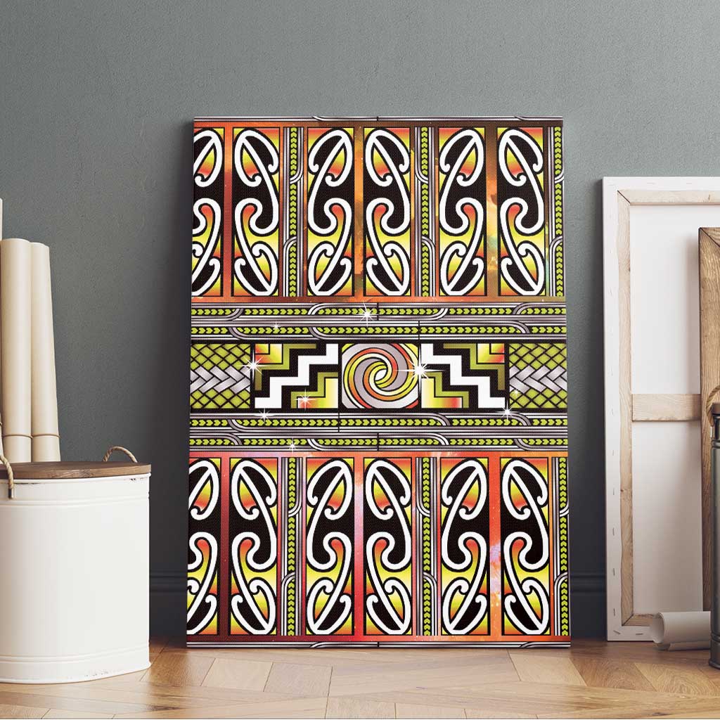 Maori Matariki Canvas Wall Art Yellow Galaxy Aesthetic Koru Art LT01 - Polynesian Pride