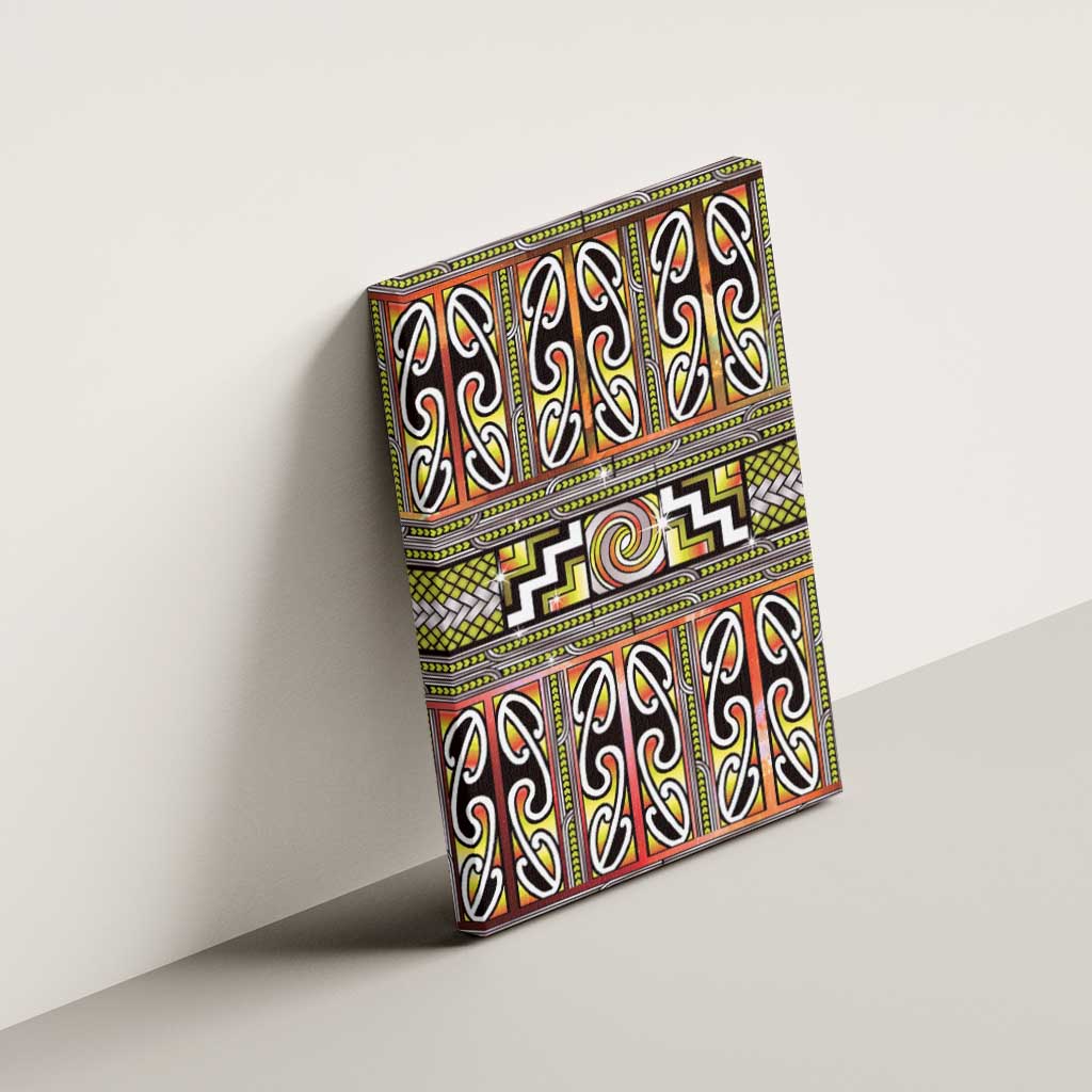 Maori Matariki Canvas Wall Art Yellow Galaxy Aesthetic Koru Art LT01 - Polynesian Pride