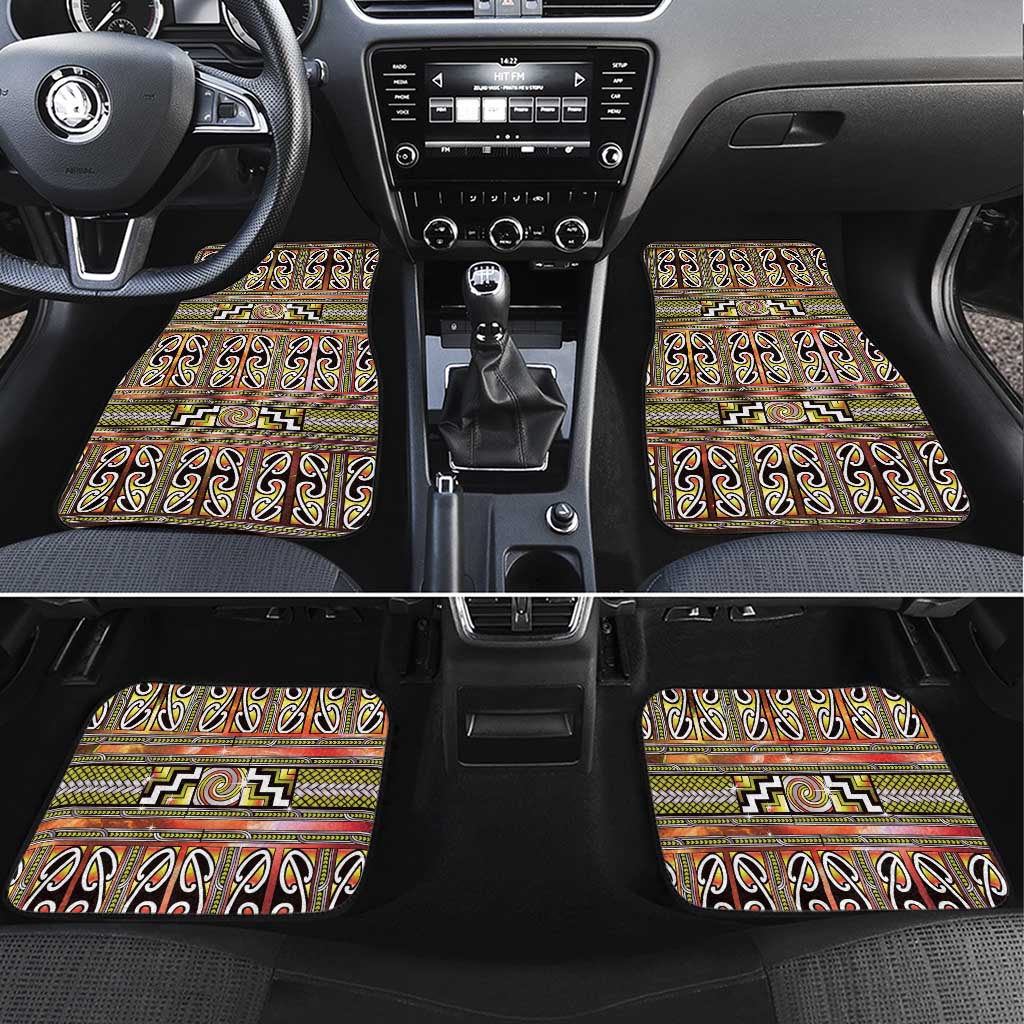 Maori Matariki Car Mats Yellow Galaxy Aesthetic Koru Art LT01 Set 4pcs Yellow - Polynesian Pride