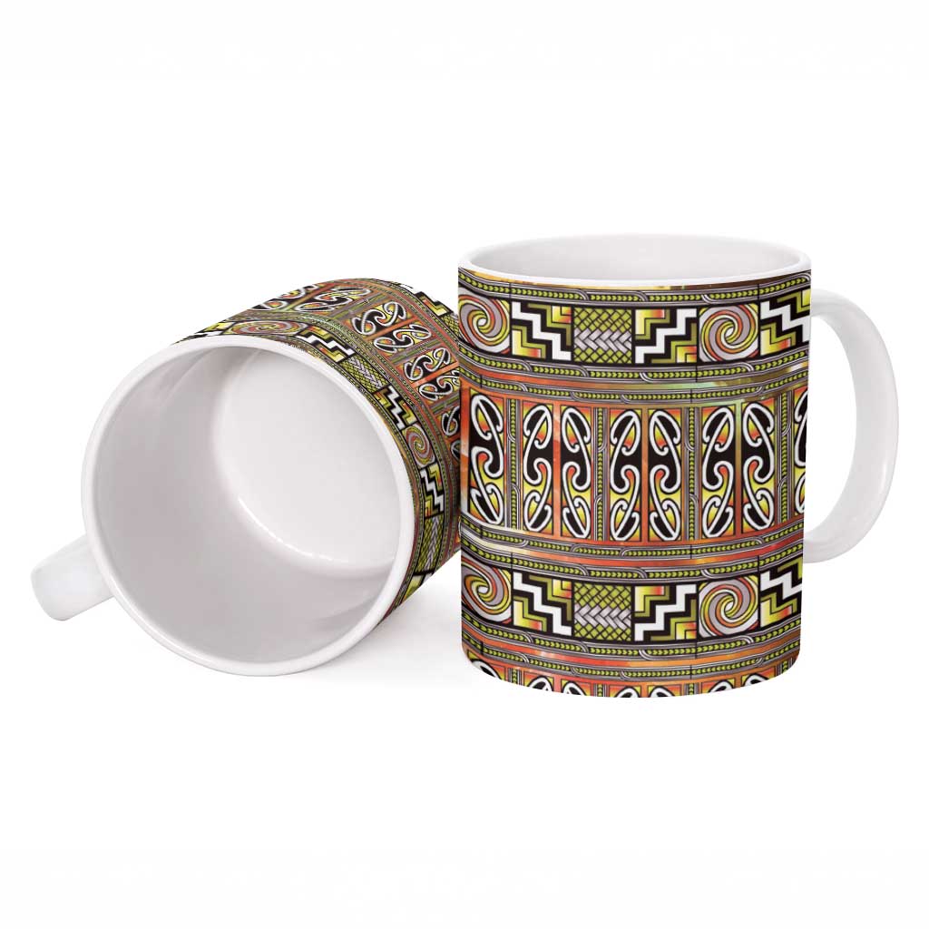 Maori Matariki Ceramic Mug Yellow Galaxy Aesthetic Koru Art LT01 - Polynesian Pride