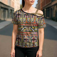 Maori Matariki Cross Shoulder Shirt Yellow Galaxy Aesthetic Koru Art LT01 - Polynesian Pride