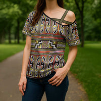 Maori Matariki Cross Shoulder Shirt Yellow Galaxy Aesthetic Koru Art LT01 - Polynesian Pride