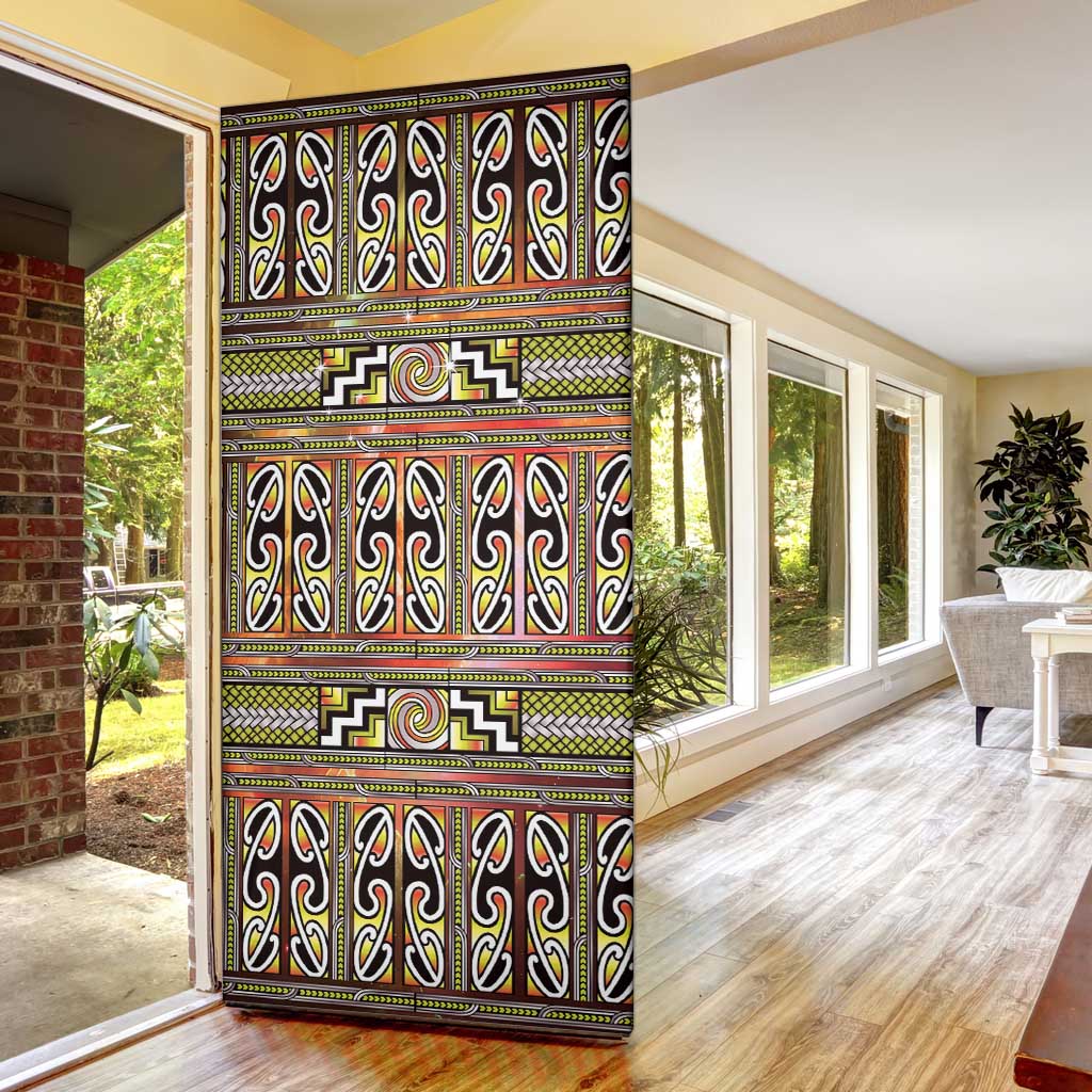 Maori Matariki Door Cover Yellow Galaxy Aesthetic Koru Art LT01 - Polynesian Pride