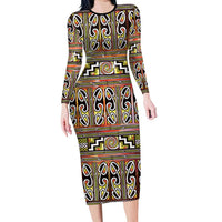 Maori Matariki Family Matching Long Sleeve Bodycon Dress and Hawaiian Shirt Yellow Galaxy Aesthetic Koru Art
