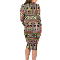 Maori Matariki Family Matching Long Sleeve Bodycon Dress and Hawaiian Shirt Yellow Galaxy Aesthetic Koru Art