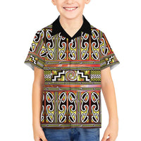 Maori Matariki Family Matching Off The Shoulder Long Sleeve Dress and Hawaiian Shirt Yellow Galaxy Aesthetic Koru Art