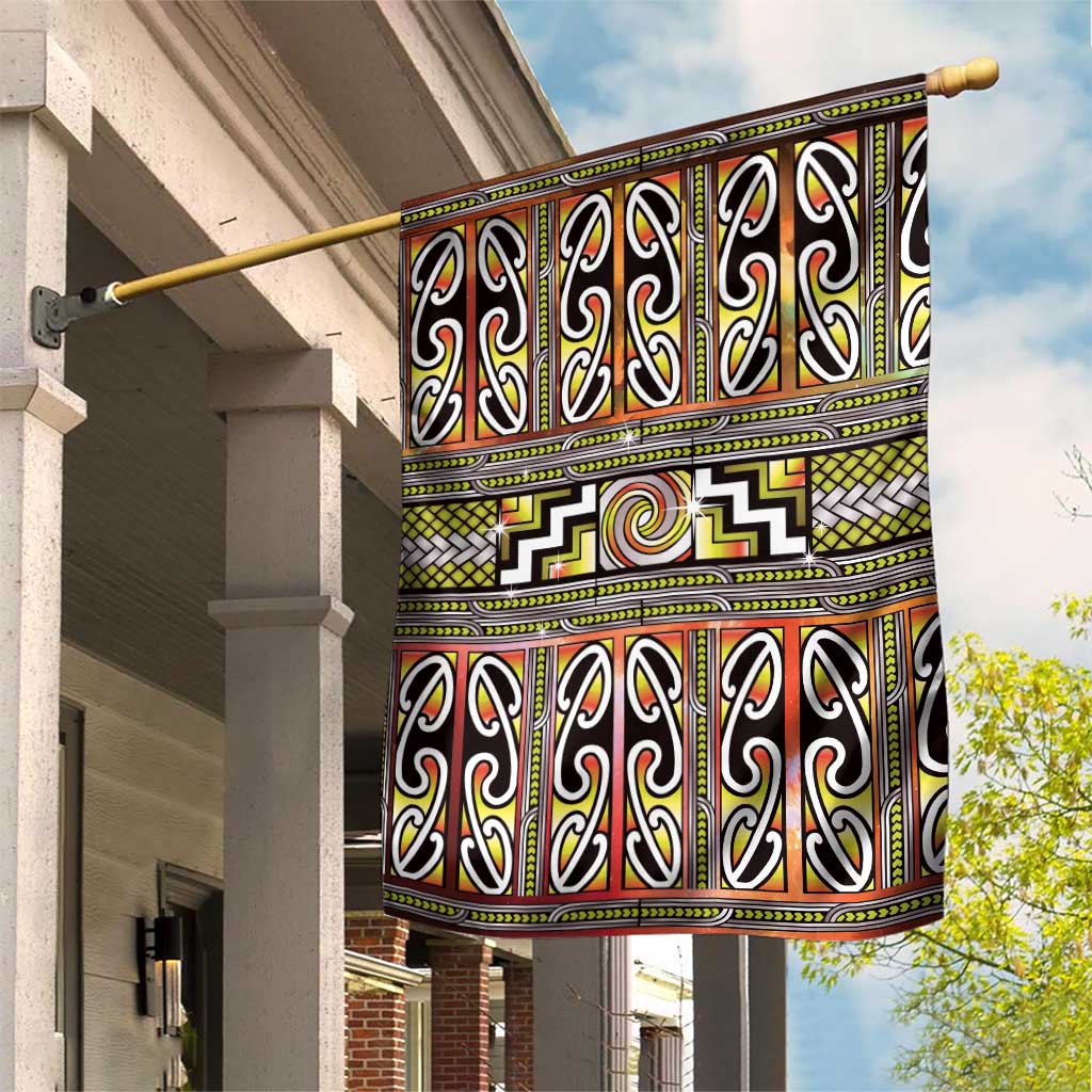 Maori Matariki Garden Flag Yellow Galaxy Aesthetic Koru Art LT01 House Flag Yellow - Polynesian Pride