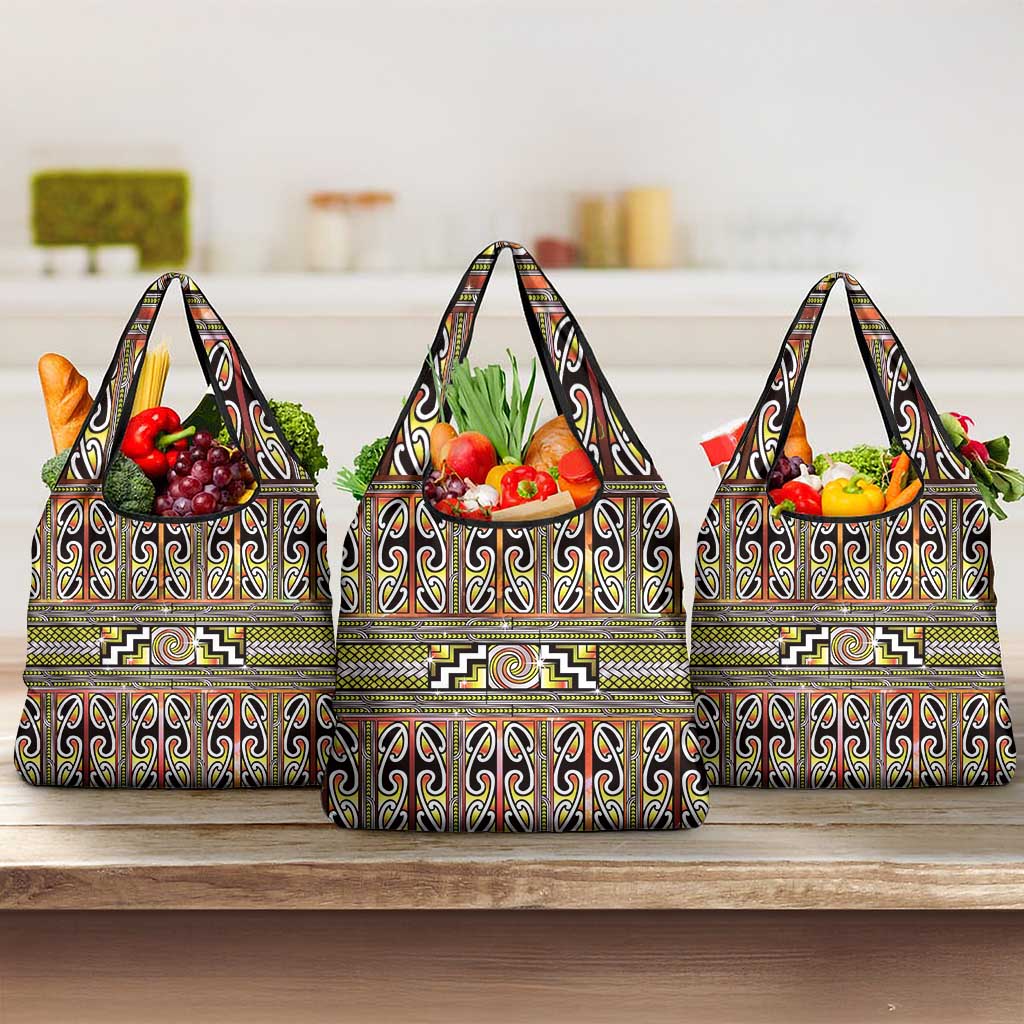 Maori Matariki Grocery Bag Yellow Galaxy Aesthetic Koru Art LT01 3-pack One Size Yellow - Polynesian Pride