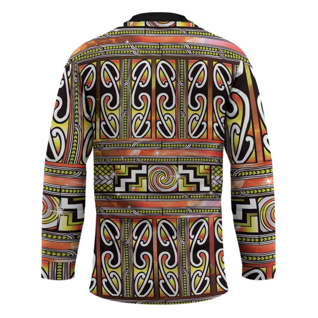 Maori Matariki Hockey Jersey Yellow Galaxy Aesthetic Koru Art LT01 - Polynesian Pride